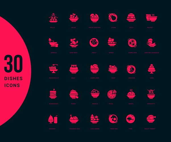 Set simple icons dishes vector image