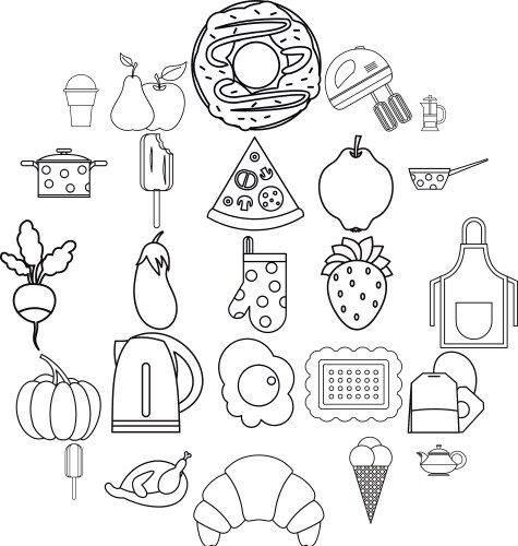 Caboose icons set outline style Vector Image