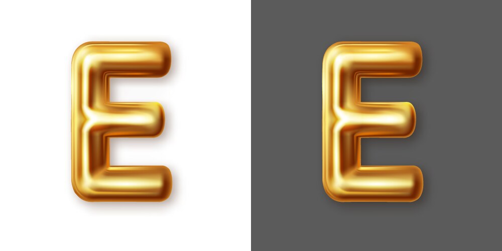 Metallic gold alphabet letter symbol - e vector image