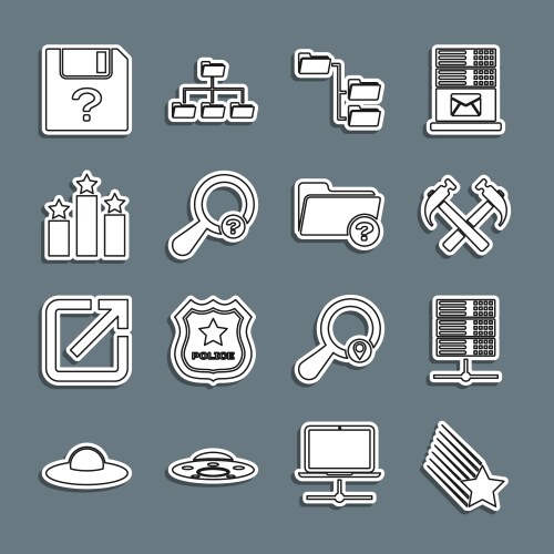 Set line falling star server data web hosting two vector image