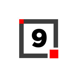 9 number with square box icon monogram vector image