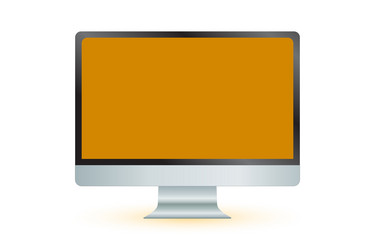 computer screen on ochre color background mock up vector image