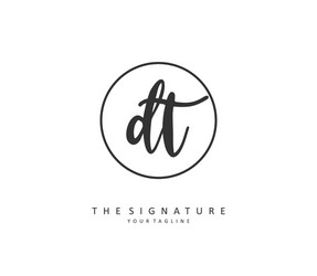 d t dt initial letter handwriting and signature vector image