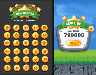 Glass Buttons & UI Elements vector image