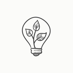 lightbulb and plant inside sketch icon vector image