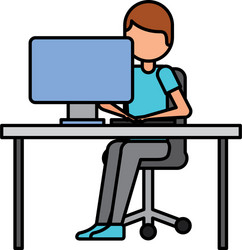 person working on computer programming or coding vector image