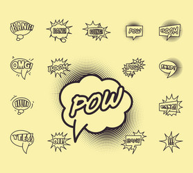 pop art bubbles line style set icons vector image