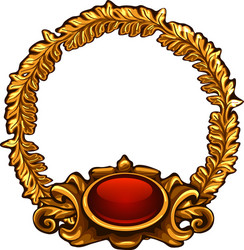 round gold frame with red button and copy space vector image