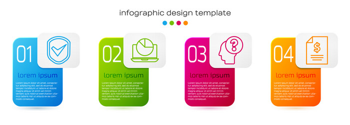 set line shield with check mark laptop graph vector image