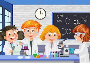 student doing science experiment in laboratory vector image