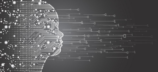 big data and artificial intelligence child face vector image