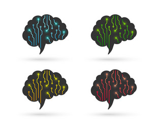 brain and circuits set vector image