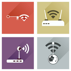 concept of flat icons with long shadow wi-fi vector image