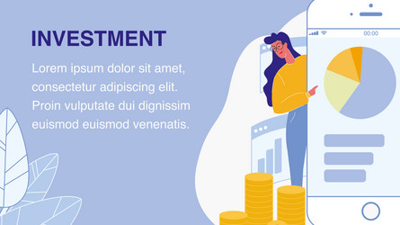 investment flat web banner with text space vector image