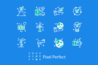 modern linear icons on ecology theme in pixel vector image