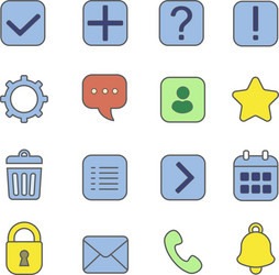 notification and information linear icons set vector image