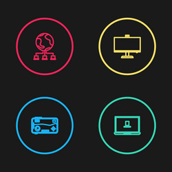 set line mobile and playing in game laptop vector image