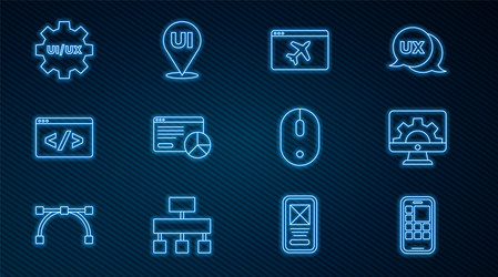 set line mobile apps web development website vector image