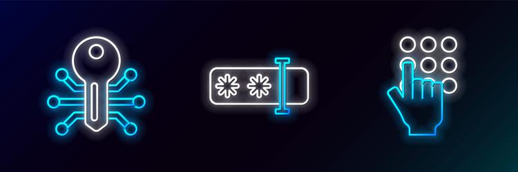set line password protection smart key and icon vector image
