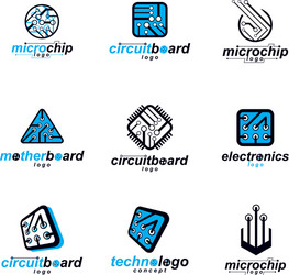 set of microprocessor scheme abstract logotypes vector image