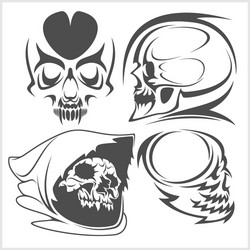 skulls with tribal elements set Vector Image
