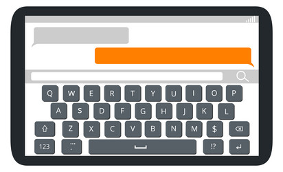 tablet display with screen keyboard typing vector image