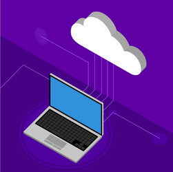 3d cloud computing icon connected to a laptop vector image