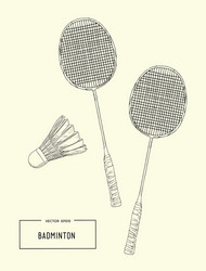 badminton racket and shuttlecocks sketch vector image