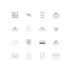 cyber security linear thin icons set outlined vector image