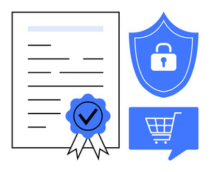 e-commerce security certificate with shield vector image