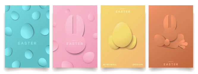 easter template set with abstract rabbits vector image