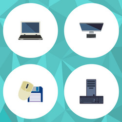 flat icon computer set of pc mouse vector image