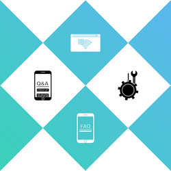 set mobile question and exclamation with faq vector image