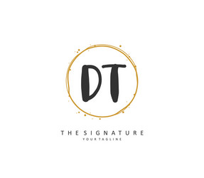 d t dt initial letter handwriting and signature vector image