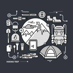 Mountain Hiking Trip - Winter Peaks Vector Image