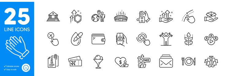 outline icons set wallet improving safety vector image