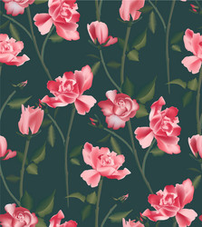 Pink Rose Botanical Wallpaper Vector Image