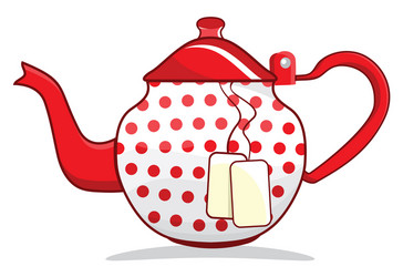 Retro Red Teapot with Dots vector image