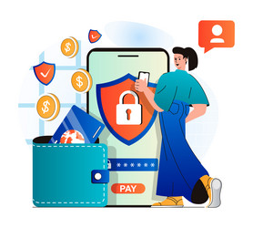 secure payment concept in modern flat design vector image