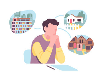 think and choose man dreamer sitting at table vector image