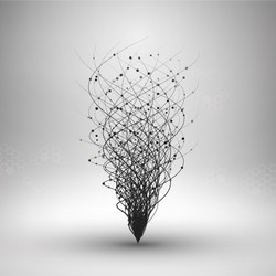 wave swirl with connected line and dots wired vector image