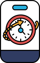 a clock with red circle and an arrow pointing vector image