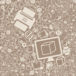 background of the three d printer icons vector image
