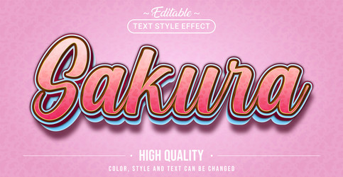 editable text style effect - sakura vector image