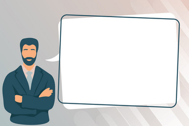 man crossing hands standing with speech bubble vector image