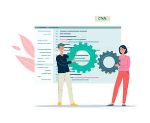 programming testers in front browser page flat vector image