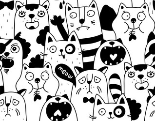 seamless pattern with crowd nlack and white vector image