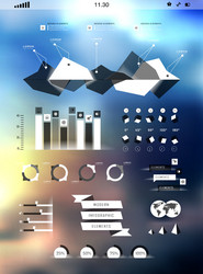 Set elements of infographics on blur background vector