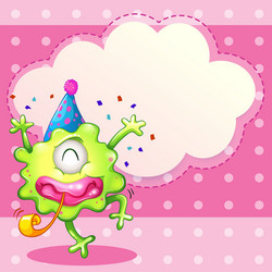 a green monster partying with an empty cloud vector image