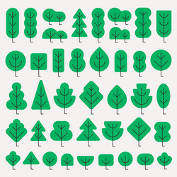 a set of trees different shapes in simple flat vector image